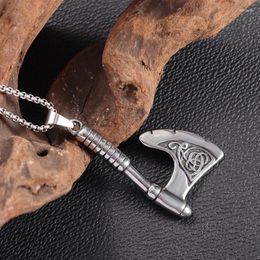 Pendant Necklaces Nordic Runes Stainless Steel Viking Axe Necklace For Men Amulet Personality Trend Jewellery