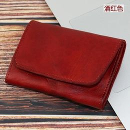 Wallets Top Layer Leather Vegetable Tanned Hand Painted Wallet Old Card Bag Creative Multi-functional Zero