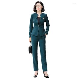 Women's Two Piece Pants Spring And Autumn Fashion Women Clothinglong-sleeved Suit El Front Desk OL Professional Work Clothes Two-piece