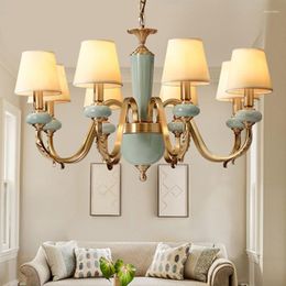 Pendant Lamps Modern Ceiling Chandeliers Living Ceramics Chandelier Lighting Dining Copper With Porcelain Brass Fixtures Bedroom
