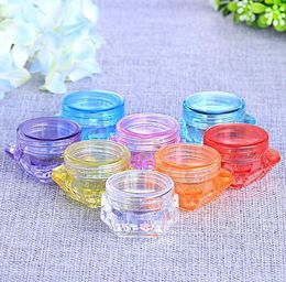 100pcs/lot Mix Colour 5g Plastic Cream Diamond Jar Refillable cosmetics white Colour face cream empty jar plastic cream jar Quality