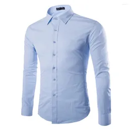 Men's Dress Shirts Business Solid Slim Casual Formal Classic Collar Long Sleeve Lapel Shirt And Blouse Tops For Men