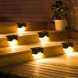 2 LED Solar Lamps Deck Lights IP65 Waterproof Outdoor Garden Patio Stairs Steps Fence Wall Lamp for Step Pathway Walkway Villa Pilot 12 LL