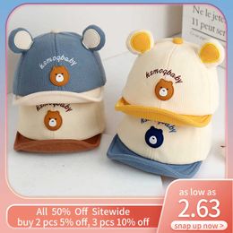 Caps Hats Cartoon Ear Baby Baseball Cap Cute Bear Kid Outdoor Sun Visors Cotton Peaked Hat Children Bonnet Toddler Casquette 6-18M P230424