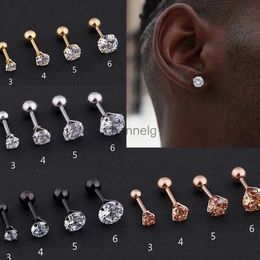 Stud 1 Pc Medical Stainless Steel Earring Crystal Zircon Ear Studs Earrings for Women/Men 4 Prong Tragus Cartilage Ear Piercing Gift YQ231125