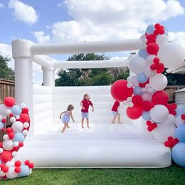 wholesale High quality inflatable wedding bouncer tent white bouncy castle white bounce house with blower PVC commercial Free air shipping