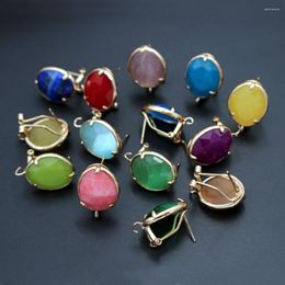 Dangle Earrings 10pairs Gold Plated Stud Earring Connectors Linkers Pink Red Green Jade Stone For Women DIY Jewelry Making Findings