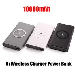 Qi Wireless Charger 10000mAh Battery Power Bank Fast Charging Adapter For Smart Phones Samsung Galaxy S20 S23 iPhone 14 13 12 11 Plus Pro Max with Retail Box