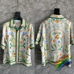 Full Printing Flowers Shirt Men Women 1 Quality Hawaii Beach Summer Style Silk Shirts