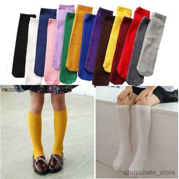 Kids Socks 2-12Y Girls Knee High Long Socks Girls Knee Socks Baby Kid Socks Girl Children Cute Princess Solid Colour leg White socks