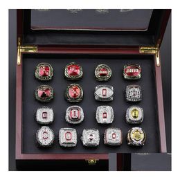 Cluster Rings 17Pcs Ohio State Buckeyes National Champion Championship Ring Set Solid Men Fan Brithday Gift Wholesale Drop Drop Delive Dhcni