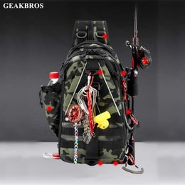 Outdoor Bags Outdoor Fishing Bag Fishing Tackle Backpack Fish Bait Line Box Storage Waterproof Climbing Hiking Crossbody Shoulder Chest Bag J230424