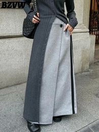 Skirts BZVW Irregular Designer Diagonal Buckle Casual Woolen Skirt Women s 2023 Autumn Winter Temperament Trendy A line Female 231124