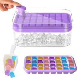 New Coffee Beer Bar Accessories One-button Press Type Ice Mould Box Ice Cube Maker Household Ice Storage Boxes with Lid Ice Tray