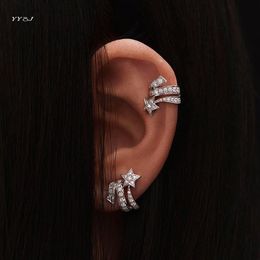 Ear Cuff Comet star ear cuff earrings without piercing no hole cz stone Comet stud earrings for women luxury deigsner glitter dainty 230425