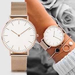 Wristwatches 2023 Top Bracelet Watches Women Stainless Steel Mesh Belt Watch Quartz Clock Ladies Wrist Zegarek Damski