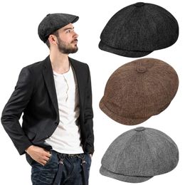 Berets Retro Beret Hat For Men Boys Sboy Caps Classic Vintage Tweed Mens Flat Peaked Cap Fashion British Style Street HatsBerets BeretsBeret