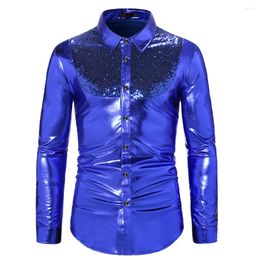 Men's Dress Shirts Tops Men Shirt Daily Holiday Casual Disco Lapel Long Sleeves Nightclub Sequin Autumn/Winter Black/Red/Gold/Blue