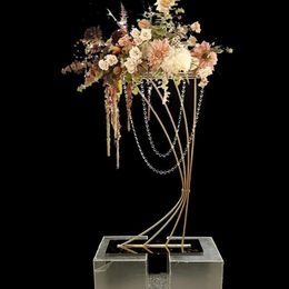 84CM/33" Wedding Props Electroplating Golden Arches Hotel Birthday Party Main Table Decoration Flower Rack Display Stand