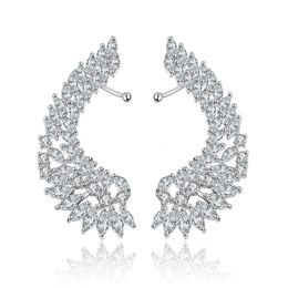 Ear Cuff SENYU Fashion Bridal Jewelry Luxury Lady's CZ Crystal Angel Wing Ear Sweep Wrap Cuff Earrings Rhodium Plating Climber Earrings 230425