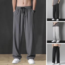 Men's Pants Ice Silk Pants Men's Summer Trousers Men's Trend Loose Straight Thin Casual Pants All-match Breathable Sports Pants Men 230425