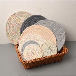 Table Mats Braided Insulation Coasters Cotton Rope Handmade Round Placemats Dish Pad Kitchen Supplies Accessories