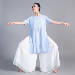 Stage Wear Modern Dance Women Dancing Pant For Classical Chinese Folk Practice Loose Long Chiffon Wide Leg Pants