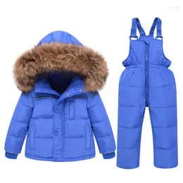 Clothing Sets 2023 Children Set Down Jacket Winter Baby Suspender Trousers Child Girl Ski Suit Boys Kids Clothes Toddler Jumpsuit