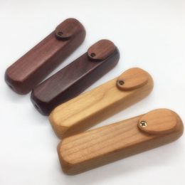 Natural Wood Pipes Portable Rotate Dry Herb Tobacco Cover Philtre Mini Smoking Handpipes Mini COOL Straight Rod Innovative Cigarette Holder Wooden Tube