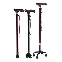 Trekking Poles Nonslip Walking Sticks For The Elderly Retractable Aluminum Alloy Multifunctional Cane With Led Light Old Men Crutch 230425