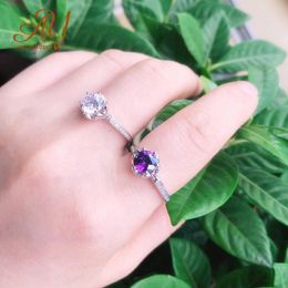 Wedding Rings Anillos Yuzuk 1 Carat Zirconia Six Claw Set Gemstone Ring For Women Fashion Jewellery Ladies Finger Open Size