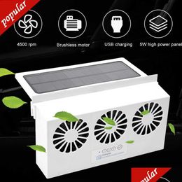 Other Care Cleaning Tools New Usb Exhaust Mini Fan Radiator Super Mute Cooler For Car Window Solar Powered Air Vent Cool Ventilation D Otap5