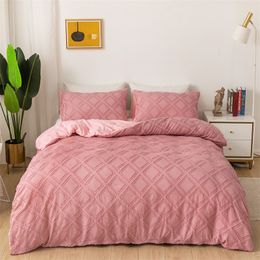 Bedding sets High Quality Geometric Cut Flowers Set Queen King Size Solid Home Duvet Cover Single Double Quilt Covers Pillowcases 230424