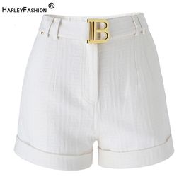 Women's Shorts 6 Colors for Option Pink Texture Washed Denim Women with Belt Casual Style Quality Jeans Trousers 230424