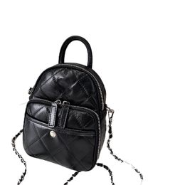 Diamond-checked cowhide backpack Shell backpack book bun mother bag Black diamond chain bag Classic Luxury Chain Fashion