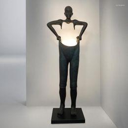 Floor Lamps Nordic Art Sculpture Humanoid Lifting Pants Large Abstract Resin Sculptured Ornaments Landscape Decorative Crafts Lamp