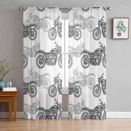 Curtain Locomotive Motorcycle Tyre Engine Fuel Tank Tulle Curtains Decoration Modern Chiffon Sheer Voile Kitchen Bedroom Window