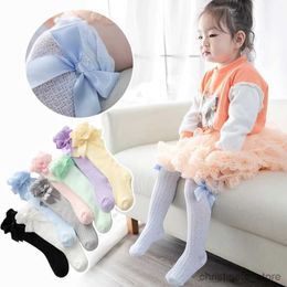 Kids Socks 0-4Y toddler infant big bowknot stockings thin girls long socks summer baby hollow Anti-mosquito mesh over keen high socks kids R231125