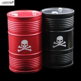 Car Ashtrays Black Red Aluminium Alloy Skull Car Home Ashtray Interior Accessories Oil Drum Shape Smoke Ash Holder Drop Shiipping CHIZIYO Q231125