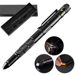 Fountain Pens 5-In-1 Portable Tactical Pen Flashlight Emergency Glass Breaker Waterproof Storage Case Outdoor Self Defense Rescue EDC Tool 231124