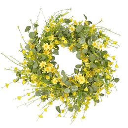 Christmas Decorations Artificial Daisy Flower Spring Wreath with Eucalyptus Green Leaves Farmhouse for Front Door Wall Home Party 231124