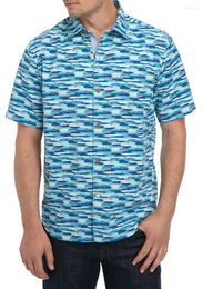 Men's Casual Shirts & Blouses Blue Silk Print Short Sleeve America Plus Big Size Men Shirt Hawaiian Beach Vacation 2XLB 3XLT 5XLB