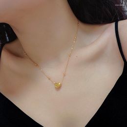 Chains Stainless Steel Necklace For Women Fashion Jewerly Heart Beads Mother's Gift Simple Style Clavicle Chain Wholesale
