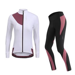 Cycling Shirts Tops Santic Jersey Sets Women's Winter Windproof and Warm Riding Equipment Anti Sweat Thermal Fleece Riding Suit Full Zipper 231124