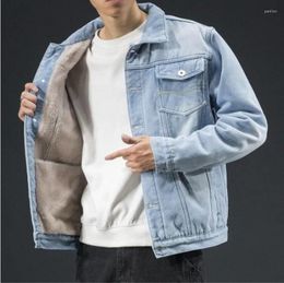 Men's Jackets Winter Mens Denim Jacket Korean Fashion Trendy Handsome High Quality Plush And Thick Loose Wool Size S-5XL
