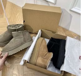 Designer Classic Ultra Mini Boots Snow Boot Platform Women Men Fur Sheepskin Tasman Tazz Chestnut Sand Mustard Seed Beige Driftwood Australian Winter Ankle shoeQQP