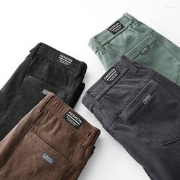 Men's Pants Brand 2023 Corduroy Casual Man Regular Skinny Fit Thick Trousers Black Brown Coffee Green Pant Male Big Size 28-38