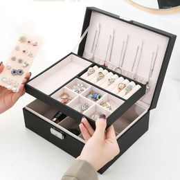 Jewellery Pouches 2023 Good Quality Leather Box Case Earrings Ring Holder Storage Boxes Large Space Organiser Gift