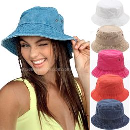 Wide Brim Hats Bucket Unisex Cotton Women Summer Sunscreen Panama Men Pure Colour Sunbonnet Visors Outdoor Fisherman Beach Cap 230424