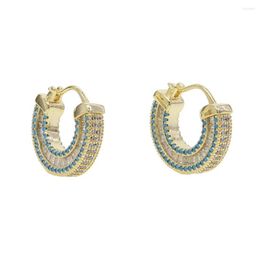 Hoop Earrings Trendy Classic Minimal Cute Earring For Girl Lady Lovely Micro Paved Tiny Blue CZ Gold/silver Colour Elegance Women Jewellery